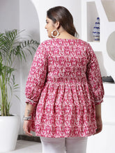 Plus Size Women Floral Printed Rayon Peplum Top-TOPMUMTAZPLUS